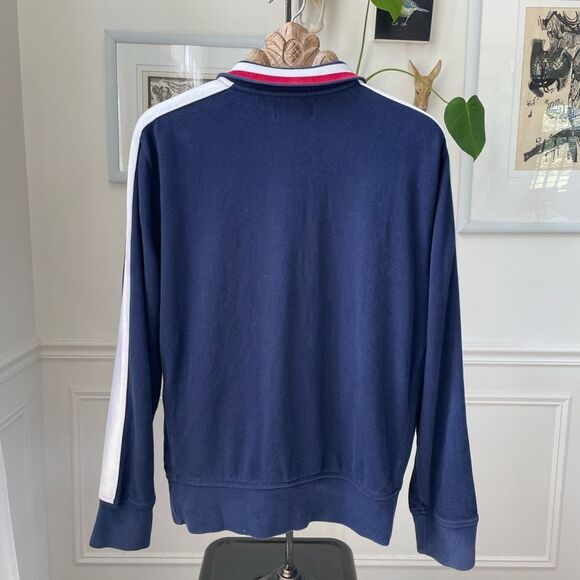 Vintage Polo Ralph Lauren Blue Pique Cotton Big Pony Full Zip Jacket XL Red Whit - Picture 7 of 10